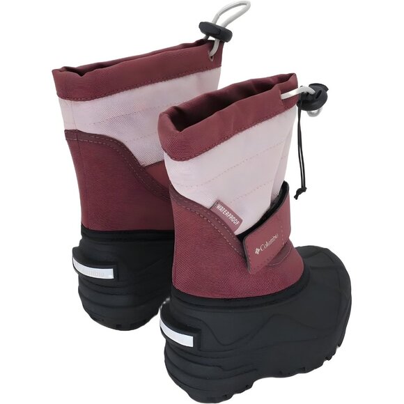 Columbia Powderbug Plus II Winter Snow Boots Dusty Pink/Beetroot Kids US 4 - Picture 3 of 6